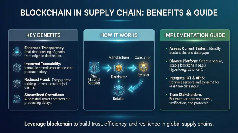 blockchain in supply chain benefits & guide